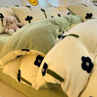 卡洛儿杜香加厚保暖牛奶绒四件套双面加绒珊瑚绒法兰绒被套床单冬季床上用品