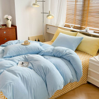 卡洛儿杜香简约纯色加厚牛奶绒四件套冬季双面保暖珊瑚绒床单法兰绒床上用品