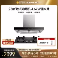 老板名气6519A+B305A(天然气)烟灶套装双腔大火力23立方搭配4.6kw燃气灶家用