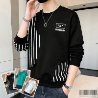 衣服男士长袖t恤春秋季美式潮牌宽松体恤男装秋冬圆领拼接卫衣男