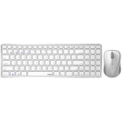 雷柏9060G白色无线键盘鼠标套装笔记本台式电脑超轻薄小巧便携