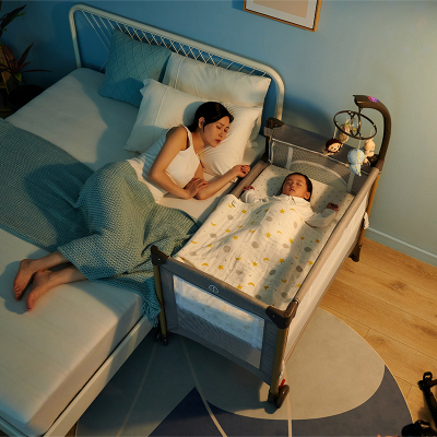 酷豆丁婴儿床可折叠拼接大床便携式床移动新生多功能移动式宝宝床