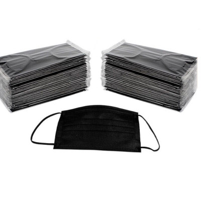 DXBG黑色一次性使用防尘口罩防飞沫透气成人男女防护口罩三层无纺布口罩50只装 三层防尘口罩50只黑色独立包装
