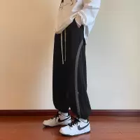 运动裤男2022新款秋季宽松直筒卫裤休闲潮牌长裤子春秋九分束脚裤