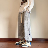 秋装宽松束脚灰色卫裤男潮牌ins针织运动裤春秋季男士休闲长裤子