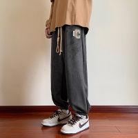 潮牌ins休闲裤男士春秋季2022新款黑色潮宽松卫裤百搭束脚运动裤子