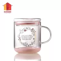 sohome 玉竹耐热玻璃茶杯带盖泡茶水杯350ml(节假日不发货)