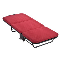 三极 办公室折叠床单人床午休床木板床行军床三折海绵床TP1013 红色 180*75*28cm(LX)