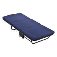 三极 办公室折叠床单人床午休床木板床行军床三折海绵床TP1013 蓝色 180*65*28cm(LX)