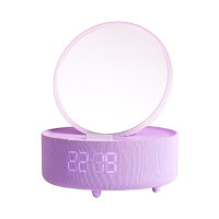 韩国现代HYUNDAI多功能无线充化妆镜蓝牙音箱闹钟音箱一灯多用可做手机支架大面积无线快充