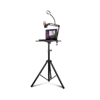 派声手机直播支架三脚架 托盘+手机悬臂支架+三色环形补光灯