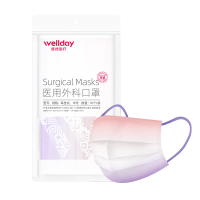 维德医用外科口罩三层成人一次性灭菌级无菌口罩批发厂家10个/袋 渐变粉紫 400袋/箱 一箱