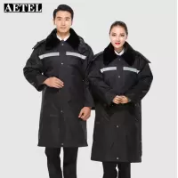 AETEL 保安棉服大衣男女款冬季加厚棉大衣多功能黑色军大衣防寒服外套 (SL)单位:件