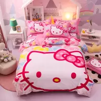 南极人(NanJiren)hello kitty全棉四件套儿童kt猫纯棉三件套少女心粉色1.8床上用品