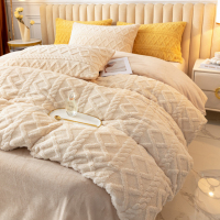 立体提花绒四件套牛奶绒加厚保暖塔芙绒纯色简约被套双面绒冬