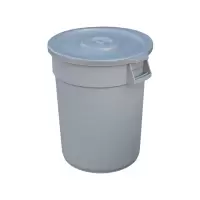 英达斯贝克 C型水桶128L灰(圆形塑料桶储水桶工业环卫物业桶大容量酒店厨房收纳水桶带盖圆桶)-1个