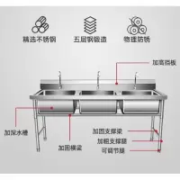潜水艇 不锈钢商用厨房三眼水池(实地测量尺寸定做以现场安装为准)