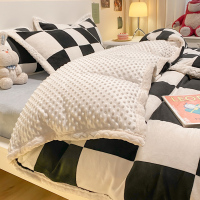 保暖加厚牛奶绒床上四件套双面珊瑚绒被套宝宝法兰加绒床单三件套