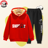 史努比(SNOOPY)童装儿童连帽羊羔绒卫衣套装男女中大童休闲运动套装TZTRM7B603