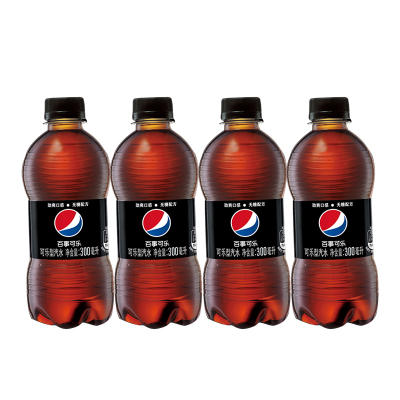 百事可乐 无糖 Pepsi 碳酸饮料 汽水可乐 小胶瓶 300ml*4瓶装
