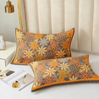 全棉四层纱布色织提花宽边时尚枕巾