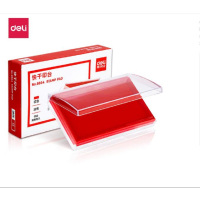 得力透明外壳方形快干印台印泥 红色9864