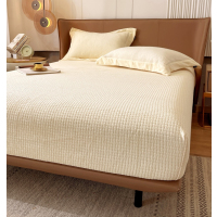 牛奶绒床笠三件套秋冬季加厚保暖提花床垫保护套纯色防尘床罩1534