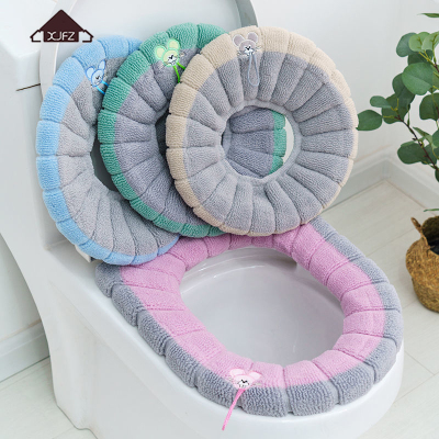 旭晶 小老鼠马桶垫3个装四季通用毛绒保温马桶垫家用可水洗4种颜色随机发