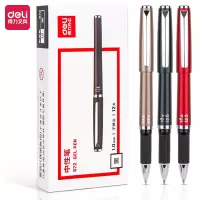 得力(deli)S72 中性笔签字笔 1.0mm子弹头办公水笔 加粗线幅水笔 黑色12支/盒*10
