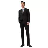 七梭 男士三醋酯纤维修身定制套西 黑色 定制款