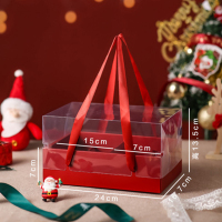 新年红色手提礼盒透明 红丝带手提盒(50套)