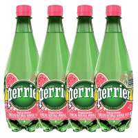 法国原装进口 巴黎水(Perrier)气泡矿泉水 西瓜味天然矿泉水 500ml*4瓶组合装(塑料瓶)