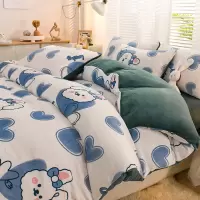 冬季牛奶绒四件套双面珊瑚绒法兰绒加绒加厚保暖被套床单床上三件套