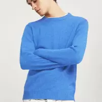 七梭 男式圆领加厚精纺织羊毛衫 20211228006 蓝色 S