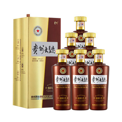 茅台 贵州大曲80年代 53度酱香型白酒 500ml*6瓶整箱装(新老包装随机发货)