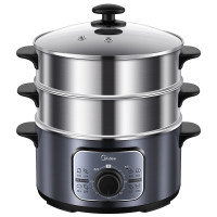 美的(Midea) 多用途锅电蒸锅电火锅电煮锅电热锅三层10L大容量不锈钢机身 旋钮款丨ZG26EASY401 单位:台