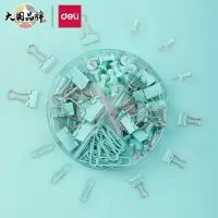 得力(deli)78554 办公套装(15mm小号票夹15枚+19mm小号票夹7枚+回形针30枚+工字钉20枚) *50