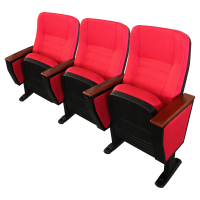 臻远ZY-LTY-18礼堂椅剧院椅会议室塑壳椅子红色不带前写字板三人位