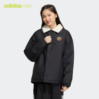 adidas阿迪达斯官方neo男女秋季新款保暖运动棉服HR3712 黑色/黄白 A/2XS