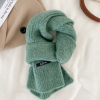 百搭韩版纯色羊毛围巾女2022新款冬季高级感保暖情侣围脖学生羊毛混纺薄荷绿ws