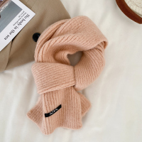 百搭韩版纯色羊毛围巾女2022新款冬季高级感保暖情侣围脖学生羊毛混纺粉色ws