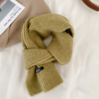 百搭韩版纯色羊毛围巾女2022新款冬季高级感保暖情侣围脖学生羊毛混纺介末黄ws