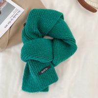 百搭韩版纯色羊毛围巾女2022新款冬季高级感保暖情侣围脖学生羊毛混纺美蝶绿ws
