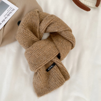 百搭韩版纯色羊毛围巾女2022新款冬季高级感保暖情侣围脖学生羊毛混纺奶驼色ws