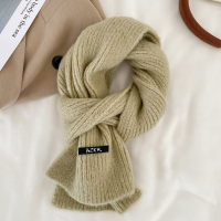 百搭韩版纯色羊毛围巾女2022新款冬季高级感保暖情侣围脖学生羊毛混纺嫩绿ws