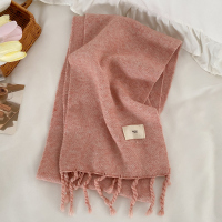 韩国东大门同款纯色针织毛线围巾秋冬加厚保暖学生围脖egg粉色ws