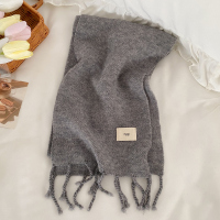 韩国东大门同款纯色针织毛线围巾秋冬加厚保暖学生围脖egg灰色ws