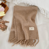韩国东大门同款纯色针织毛线围巾秋冬加厚保暖学生围脖egg卡其ws