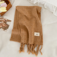 韩国东大门同款纯色针织毛线围巾秋冬加厚保暖学生围脖egg驼色ws