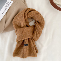 百搭韩版纯色羊毛围巾女2022新款冬季高级感保暖情侣围脖学生羊毛混纺焦糖色ws
